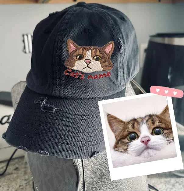 Custom Embroidered Pet Portrait Pepper Color Baseball Cap