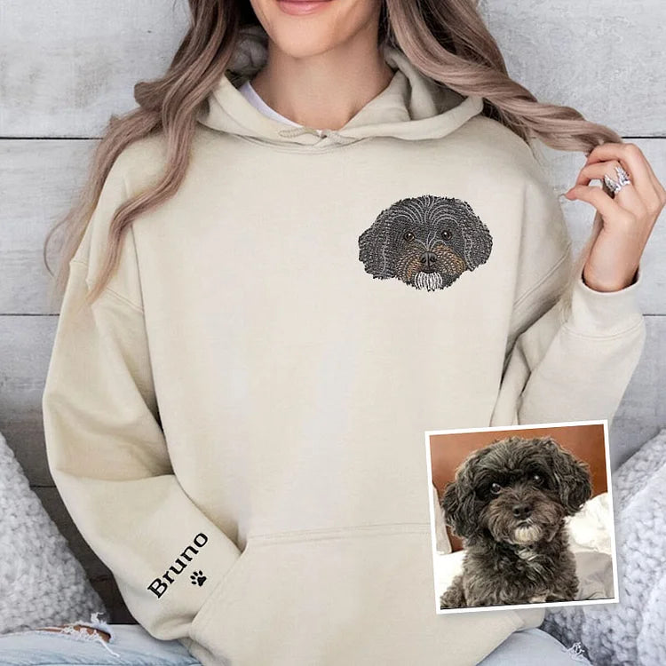 Custom EMBROIDERED Pet Sweatshirt, Pet Face Embroidery T-shirt Hoodie